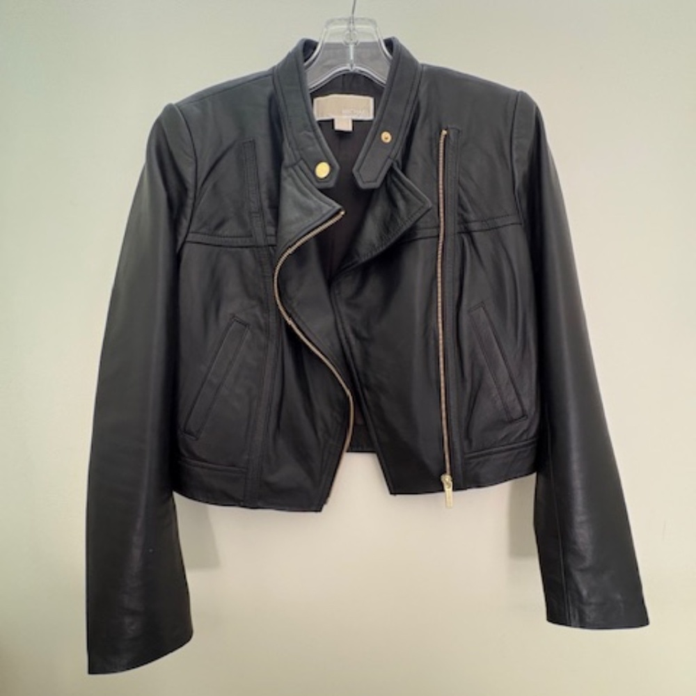 Michael by Michael Kors Black Leather Moto Jacket